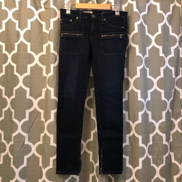 Adriano Goldschmied Harlow Patch Pocket Skinny  Ankle Jeans w/ Zippers Size 26R - Picture 1 of 11